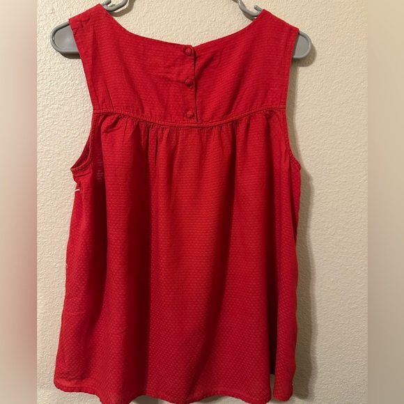 Lucky Brand Red Top with White Embroidery - Picture 5 of 5